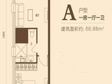 恒大中央广场_1室1厅1卫 建面66平米