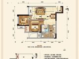 鹏润悦秀上东_2室2厅1卫 建面56平米