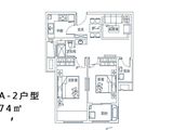 东润玺城_2室2厅1卫 建面74平米