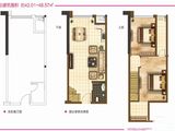 恒冠万虹1号_2室2厅1卫 建面48平米