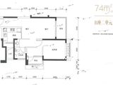 鸿荣源壹成中心_2室1厅1卫 建面74平米